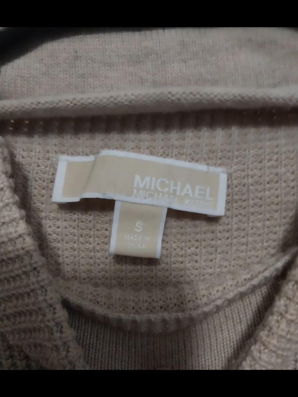MICHAEL Michael Kors Cream Waffle Knit Mock Neck Pullover - Picture 4 of 5